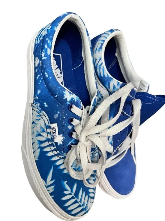 Vans Blue & White Leaf Print Low-Top Sneakers - Picture 2 of 7